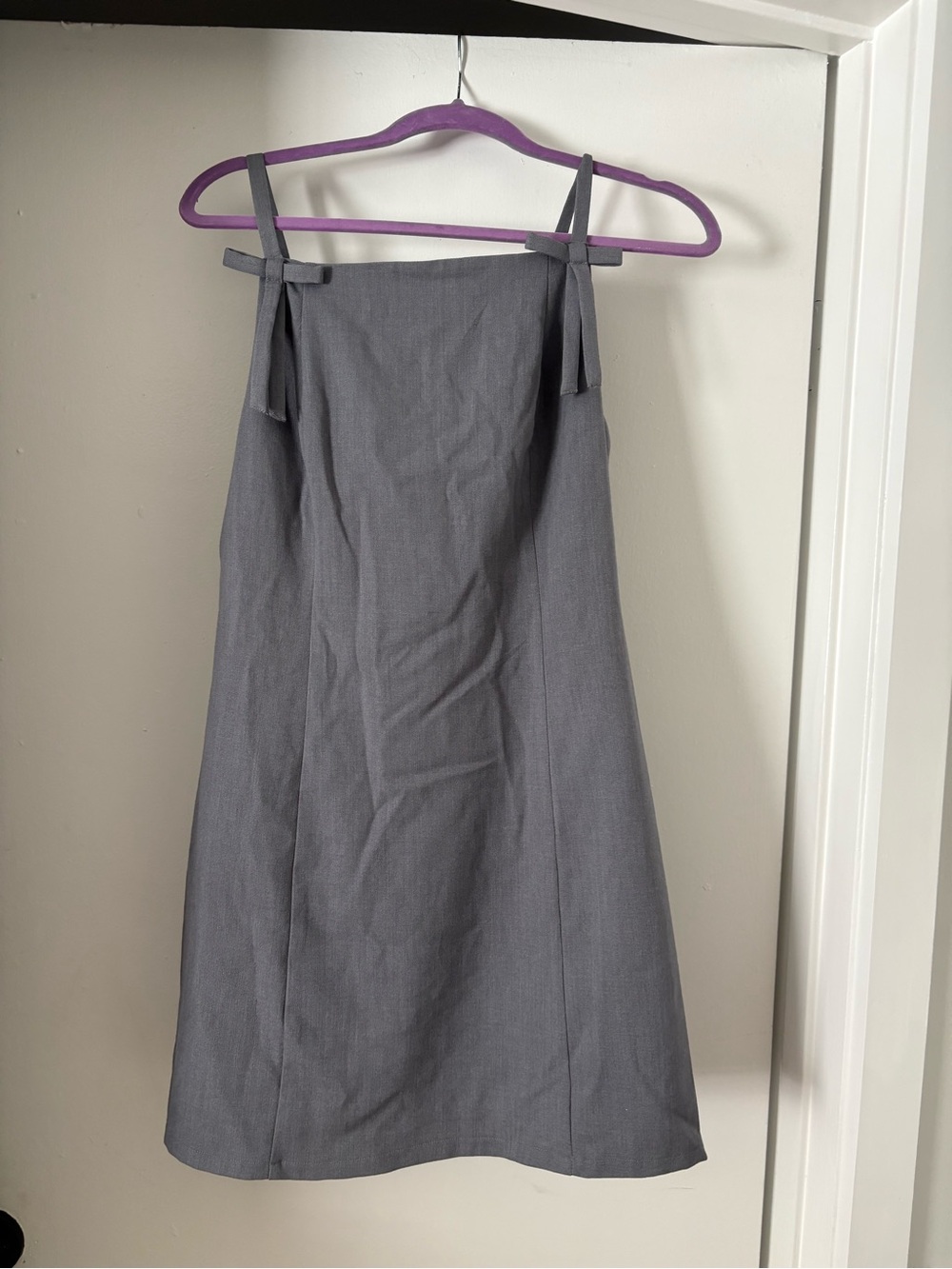 wild fable Grey Midi A-Line Dress with Tie Straps